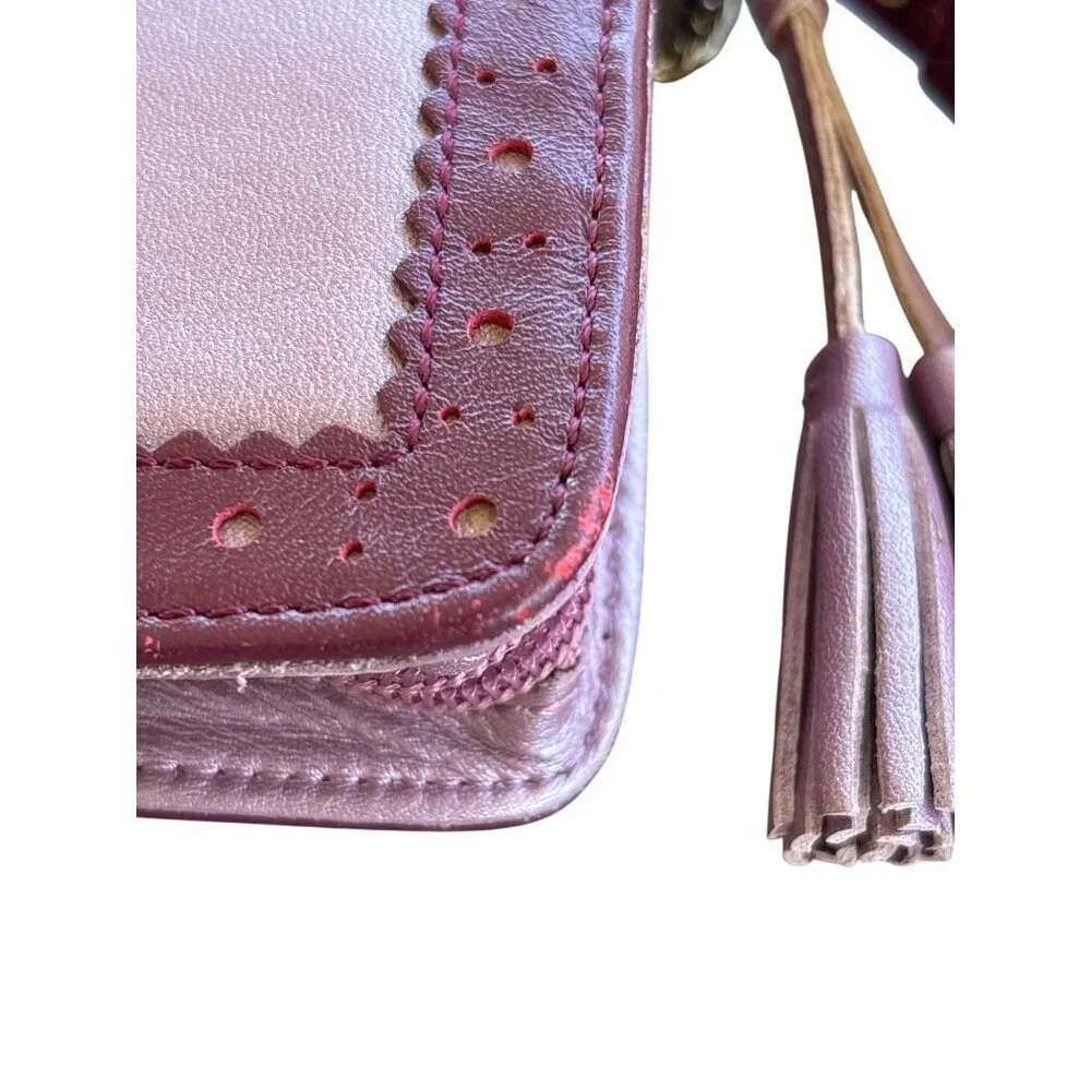 Lovecat Paris Wristlet Wallet Burgundy Pink Coin‎ Purse Tassel 10